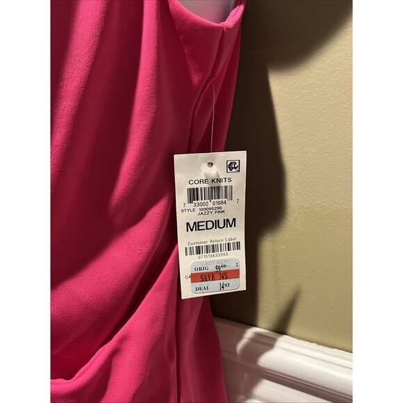 INC NEW Women’s Pink Fuchsia Tank Blouse Faux Wrap Rhinestone accent M Dressy - Picture 8 of 10